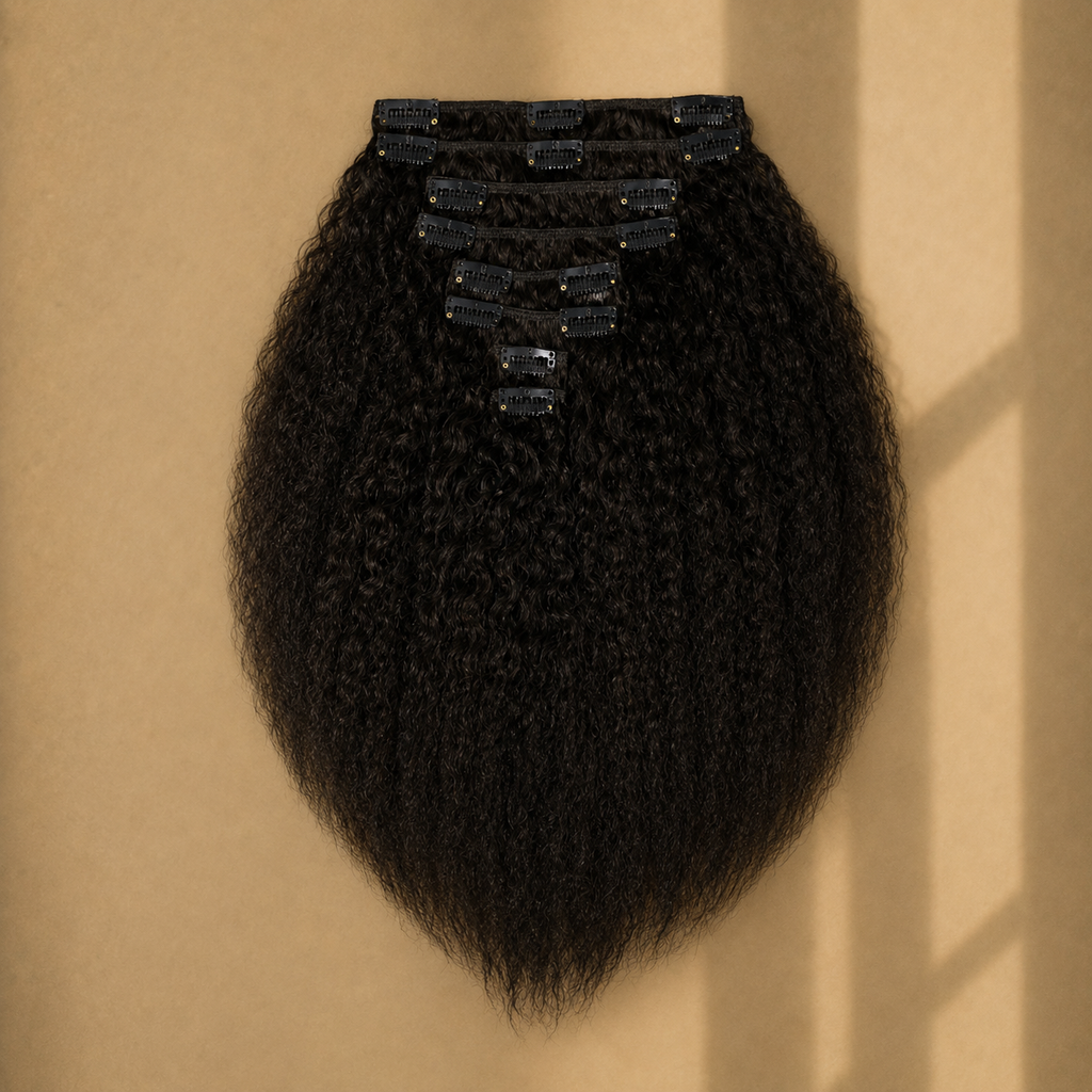 Burmese Kinky Straight Raw Hair  Clip-Ins