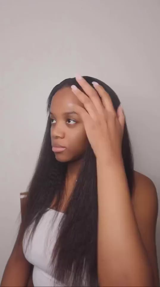 U-part wig Raw Hair Burmese Kinky Straight